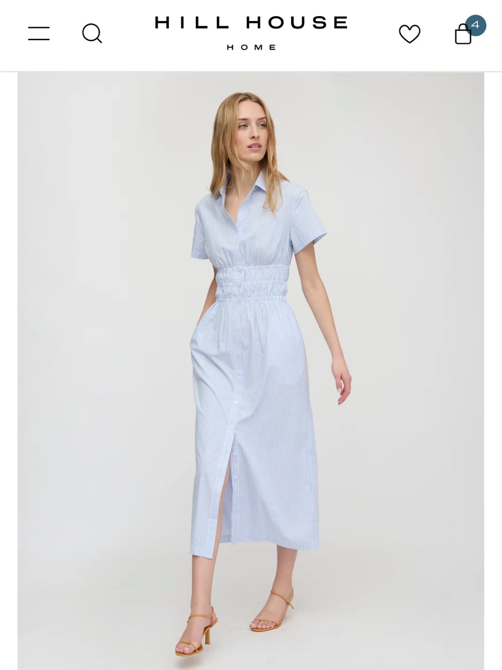 Hill House Home Light Blue Striped jamie nap Shirtdress xs